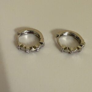 Elegant Silver Cut-Out Cubic Zirconia women’s Hoop Earrings